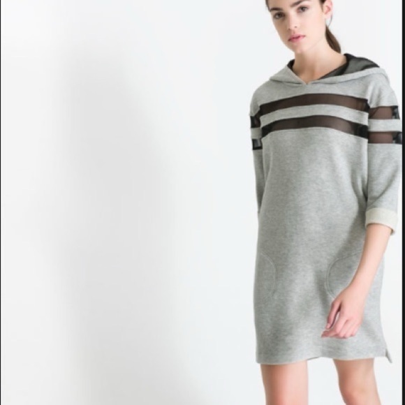 Zara Trafaluc Au Revoir Grey with Sheet Stripe Sweater Dress Size Medium - Picture 1 of 9